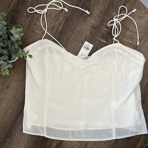 NEW Abercrombie & Fitch Women’s Slim fit Tie Strap V-neck White Cami - Size L - Picture 8 of 10